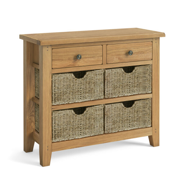 Grisedale Console Table With Baskets - Cumbria Oak