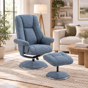 Monty Fabric Swivel chair and footstool