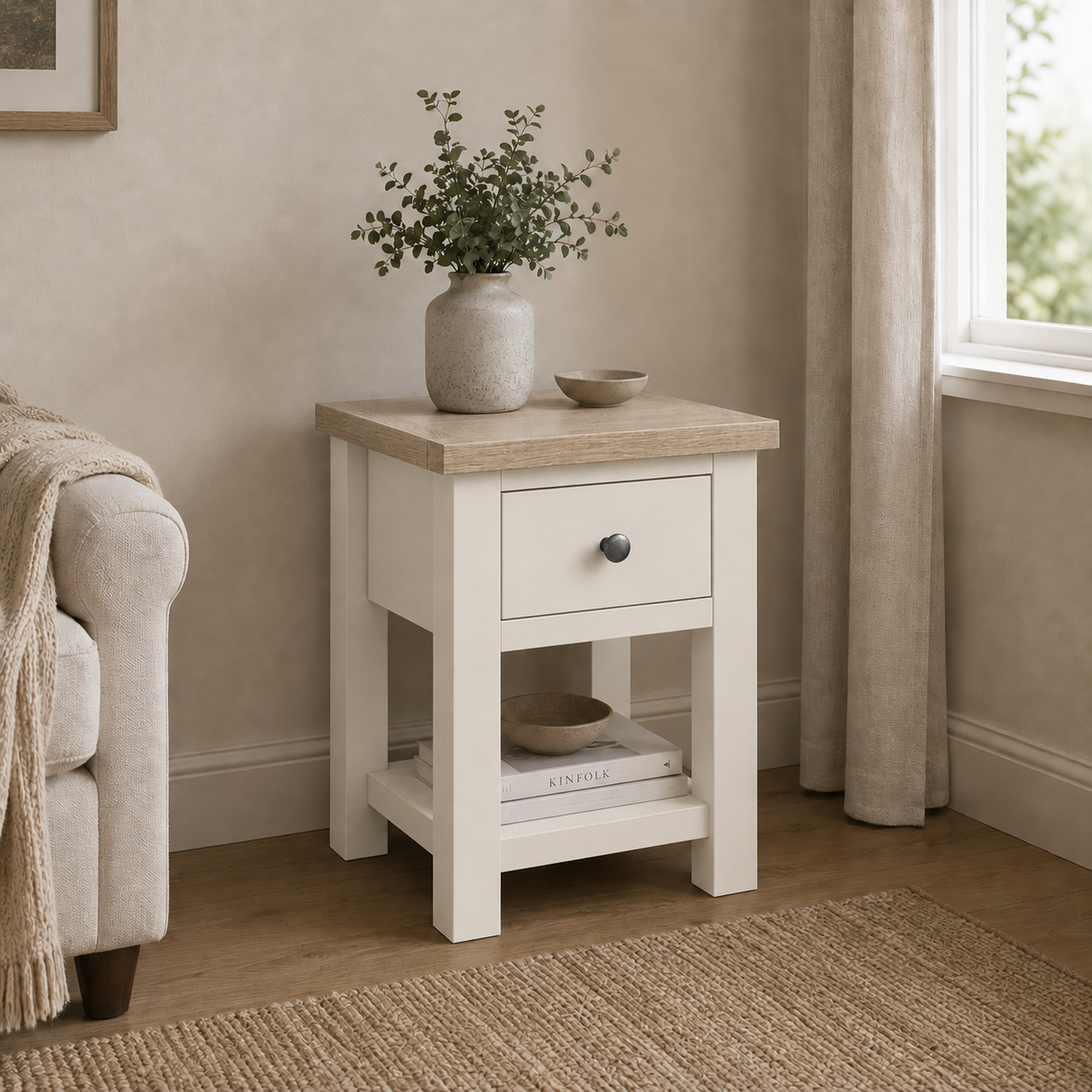 Derwent Painted Lamp Table With Drawer