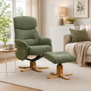 Mayfair chair and footstool in green