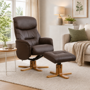 Mayfair leather chair and footstool